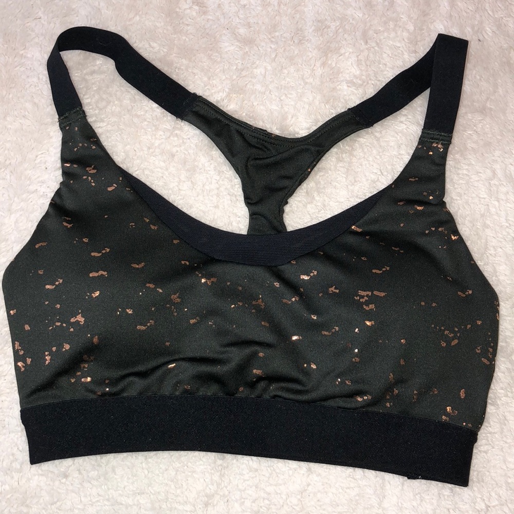 Olive/gold sports bra